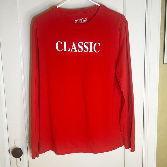 Red Coca Cola Classic Long Sleeve Crew Neck T-Shirt Size Medium - Picture 1 of 4